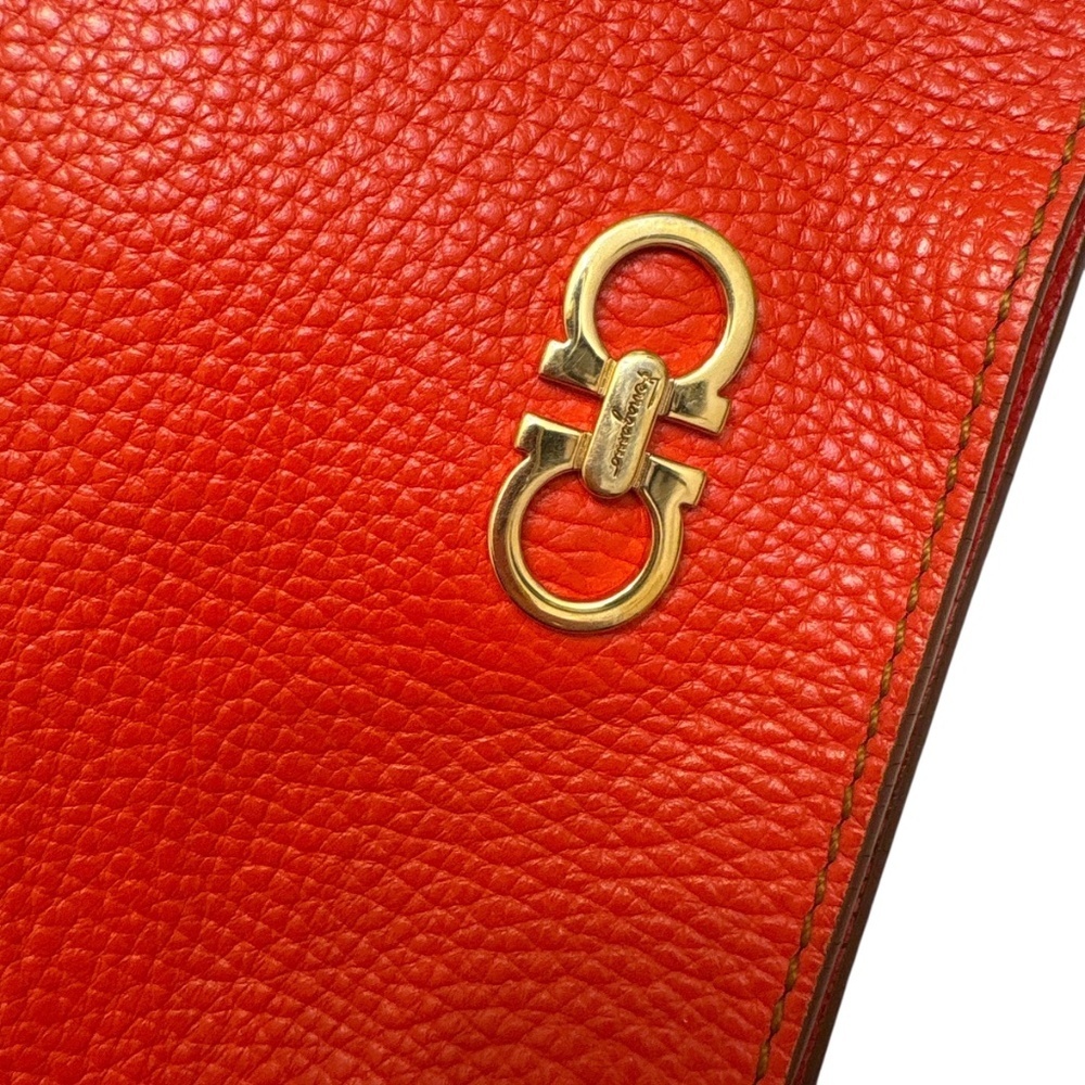 Salvatore ferragamo orange pebbled leather tote bag - Picture 13 of 16
